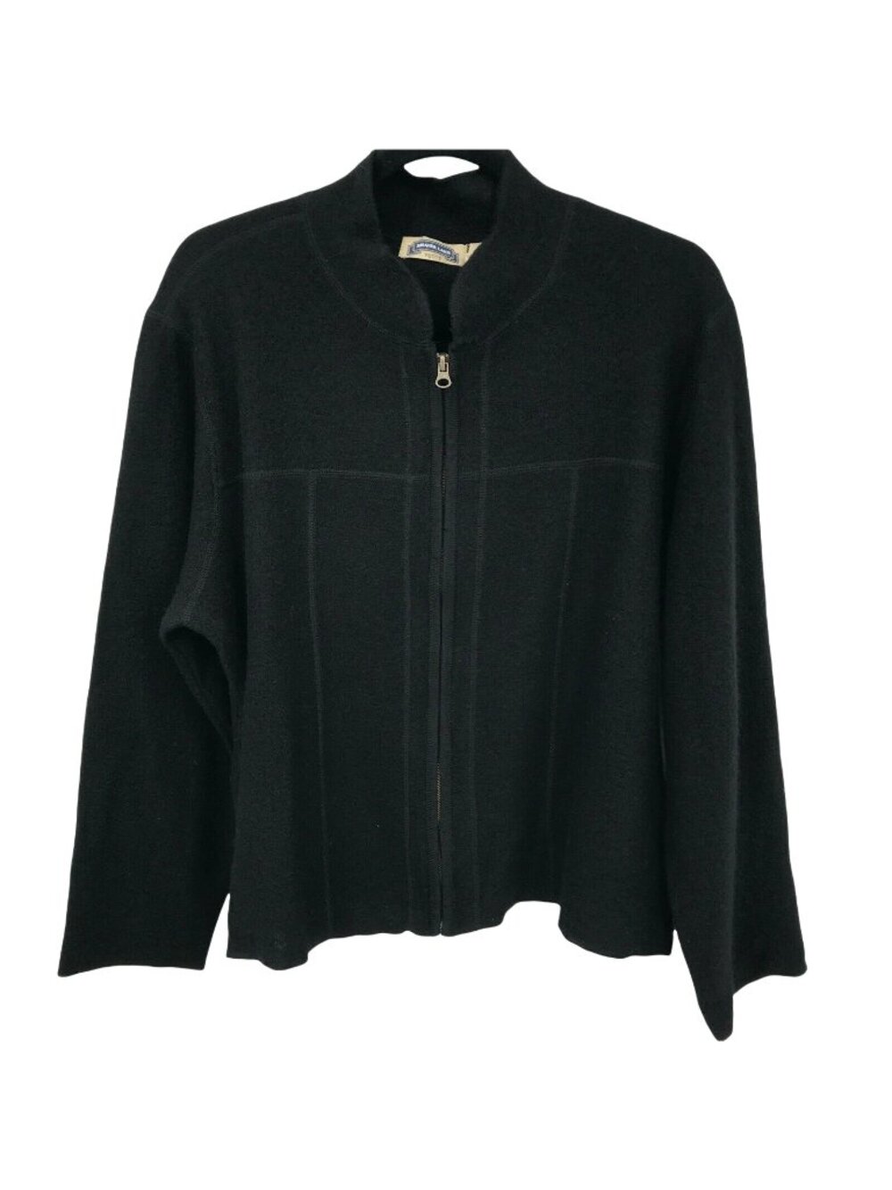 NWT Shaver Lake Petite Black Wool Full Zip Cardigan Sweater PL Made In Korea